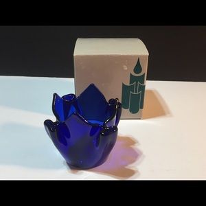 Partylite Cobalt Blue Glass Candle Holder